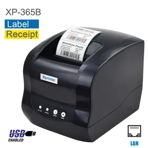 X PRINTER XP-365B 3 INCH THERMAL RECEIPT AND LABEL PRINTER WITH USB+LAN INTERFAC