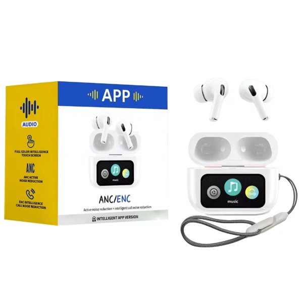 A9 Pro App Anc/enc Display Touch Control Bt 5.4 Wireless Earbuds With Zwsvibe Ap