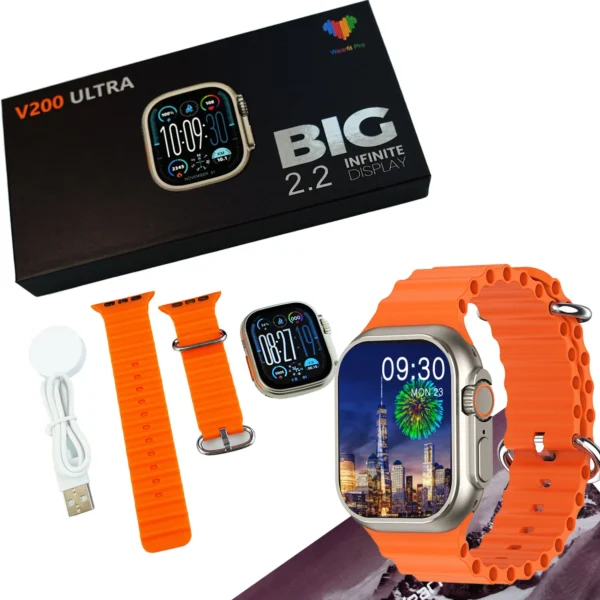 V200 New Fashion Ultra 2.2 Large Screen Ip68 Waterproof Sport Smart Watch With W