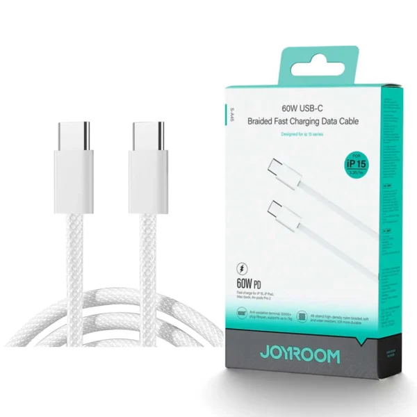 S-A45 BEN SERIES BRAIDED 60W FAST CHARGING DATA CABLE (TYPE-C TO TYPE-C) 1M-WHIT