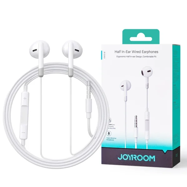 Joyroom-ew01 3.5mm Wired Series Half In-ear Wired Earphones Whiteax