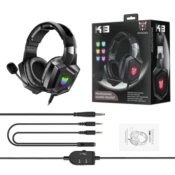 Onikuma K8 Rgb Gaming Headphone Over-ear Headset With Microphone Volume Control