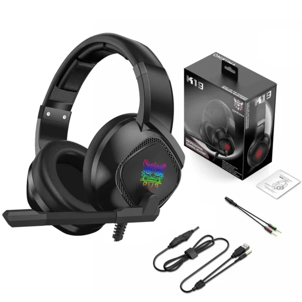 Onikuma K19 Rgb Wired Stereo Gaming Headset True Noise Cancellation, Usb+3.5mm A