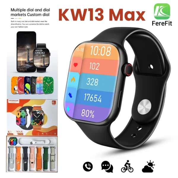 Kw13 Max 2.2 Inch Full Touch Screen 7 Straps Bt Calling Compatible System Androi