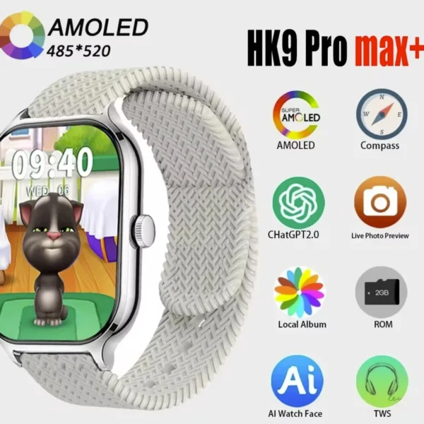 Hk9 Pro Max+ Smartwatch 2.02 Amoled Screen White