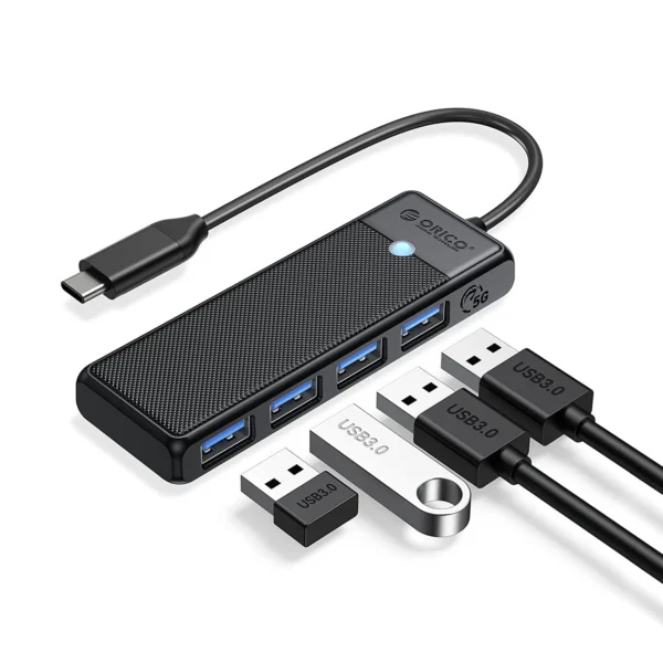 ORICO TYPE-C TO USB HUB 3.0 4 PORTS PAPW4A-C3-015-BK-EP BLACK COLOR