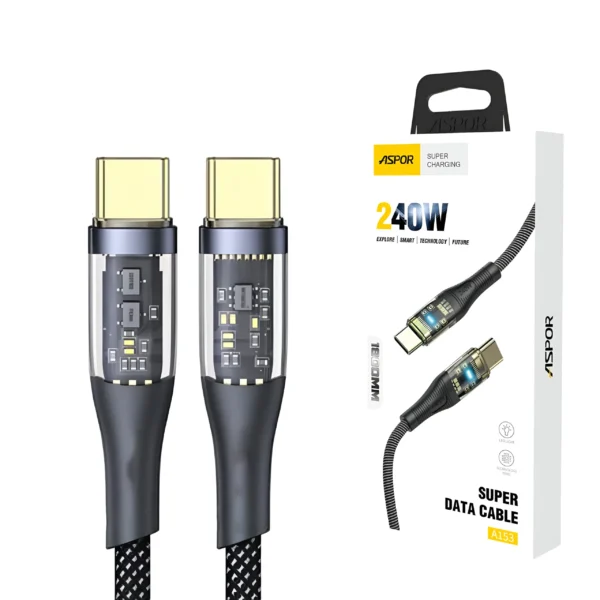 ASPOR A153 240W Type C to Type C PD Fast Charging DATA Cable 1.8M