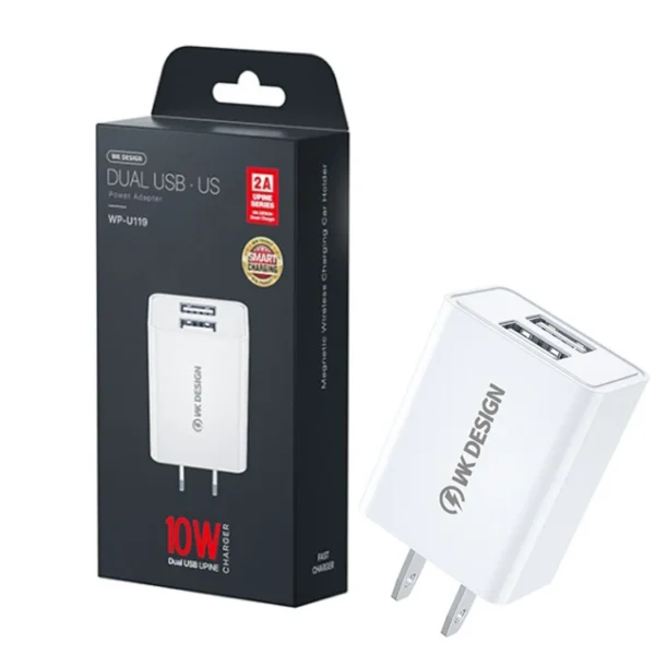 REMAX WK DUAL USB FAST MOBILE CHARGER WP-U119 US PIN