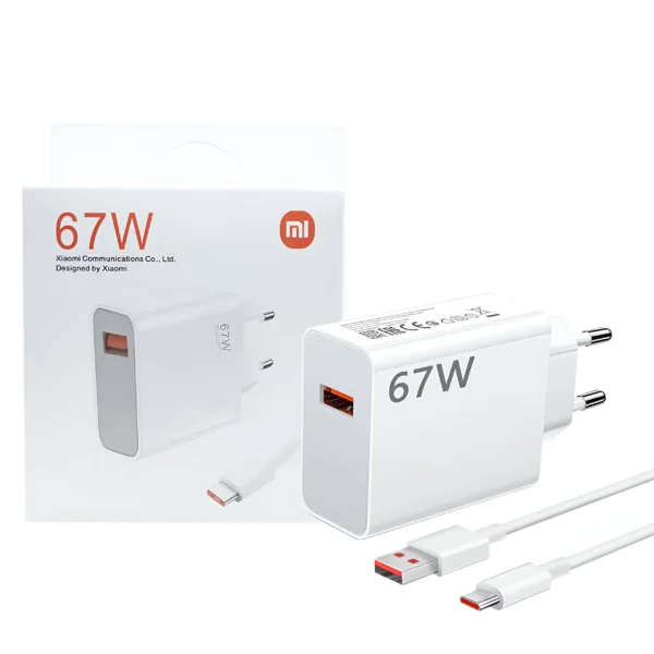 XIAOMI 67W EU PLUG QC3.0 FAST QUICK WALL CHARGER WITH CABLE