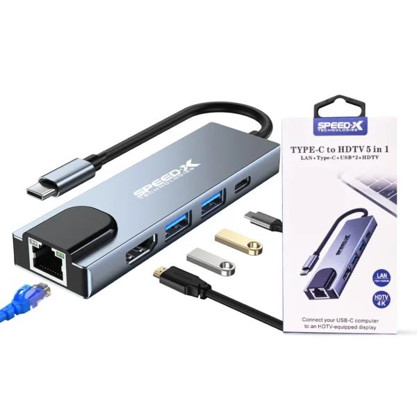 Speed-x 6 In 1 Multi-port Type C 4k Hdmi Usb 3.0 Converter