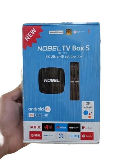 “Nobel Android TV Box 8GB RAM 128GB storage” “Smart TV Box Android 15 with voice remote” “Bluetooth Nobel Android box for 4K streaming”