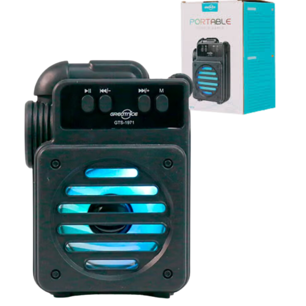 Greatnice GTS-1971 Portable Bluetooth Speaker – Rechargeable Wireless Loud Bass Sound System with FM/USB/SD Support, RGB Lights & High-Quality Audi