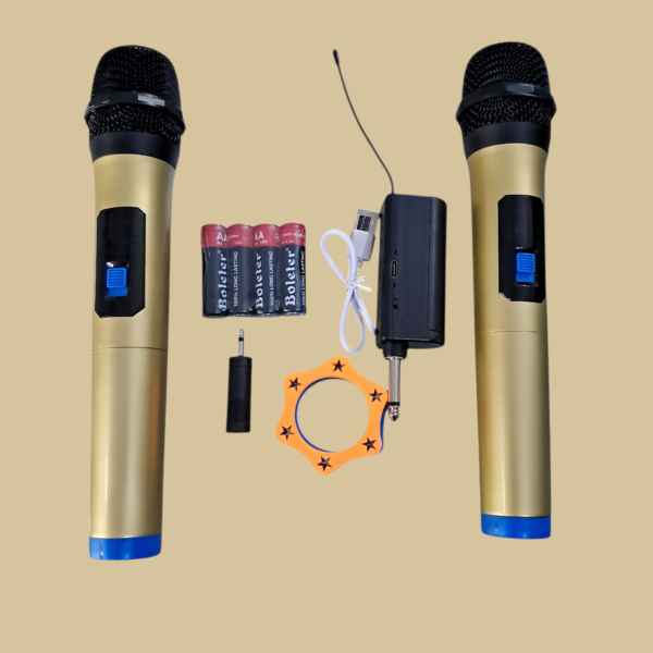 LT-125 Dual Universal Wireless Microphone System – 2x Handheld Mics with Receiver for Mobile, PC, DSLR & Video Camera | Karaoke & Recording Mic