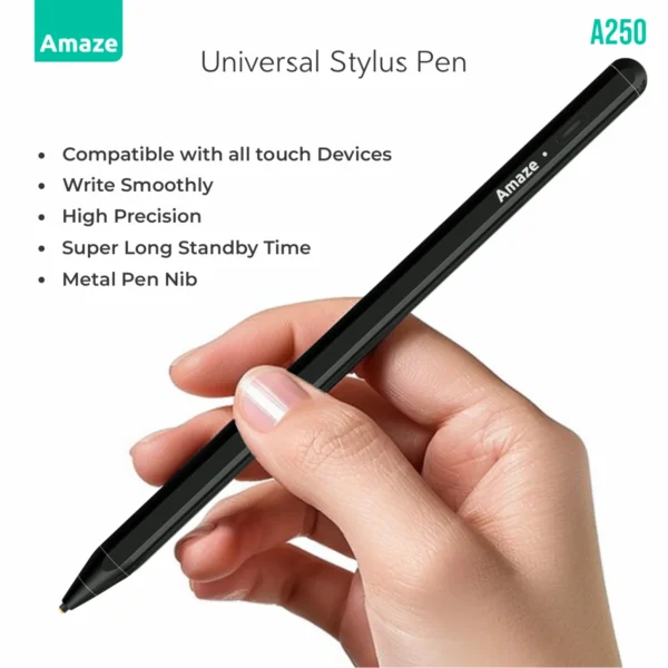 Buy Amaze A250 Universal Stylus Pen Black Compatible with all Touch Devices Super Long Battery with Metal Tip