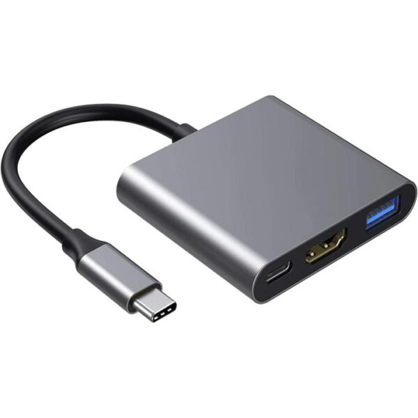 USB C to HDMI Adapter,USB Type C Digital AV Multiport Adapter,3 in 1 hub Thunderbolt 3 Converter to HDMI 4K+USB 3.0+USB-C Fasting Charging Port