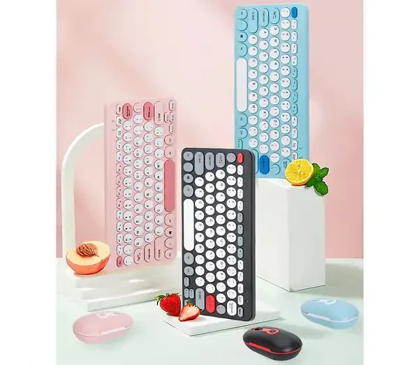 DARMLINK HK-09 Wireless Keyboard & Mouse Combo – Lavender Retro Round Keys | Different colors